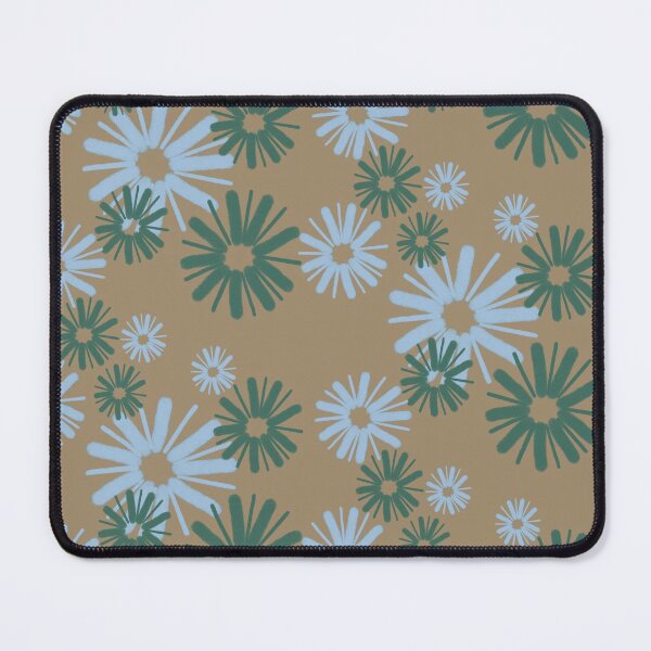 Item preview, Blossom burst on mushroom beige with sky blue and pine green designed and sold by Quick Brown Fox Canada.