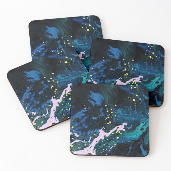 Item preview, Blue and yellow acrylic pour painting designed and sold by CTWDesigns.