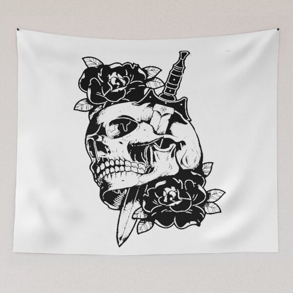 Item preview, Skull, dagger, flowers designed and sold by Iuliia Nerd.