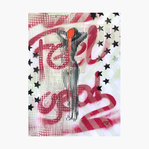 Feel Good Dancing girl | Mix media graffiti art | Pop art | Street-art aesthetics Photographic Print