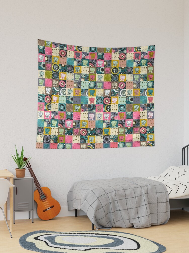 BLOOMS patchwork Tapestry