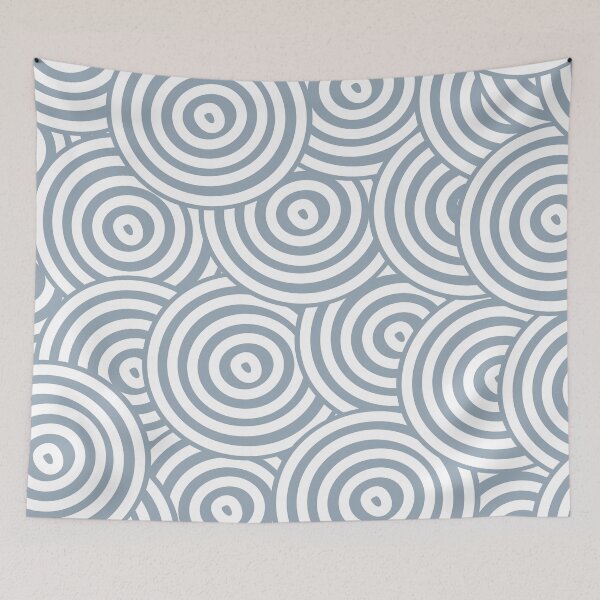 Item preview, Blue and White Hypnotic Circle Pattern Pairs 2022 Popular Color Sherwin Williams Aleutian SW 6241 designed and sold by ColorOfTheYears.