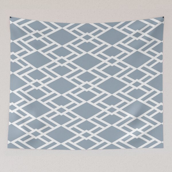 Item preview, Blue and White Minimal Diamond Shape Tile Pattern Pairs 2022 Popular Color Sherwin Williams Aleutian SW 6241 designed and sold by ColorOfTheYears.