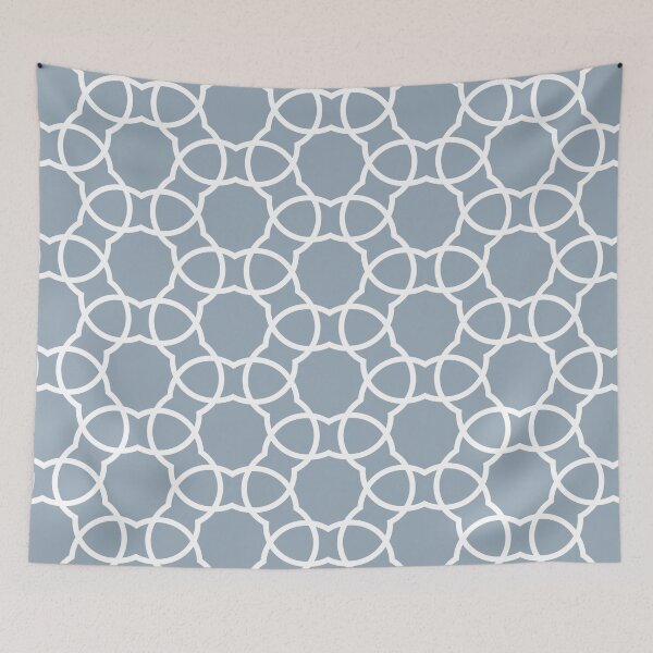 Item preview, Blue and White Minimal Petal Shape Tile Pattern Pairs 2022 Popular Color Sherwin Williams Aleutian SW 6241 designed and sold by ColorOfTheYears.