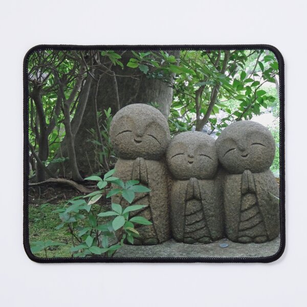 Item preview, One two three Jizo in a garden in Japan designed and sold by cuisinecat2.