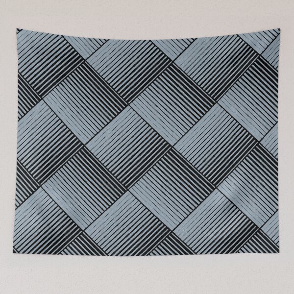 Item preview, Black and Blue Square Mosaic Stripe Pattern Pairs 2022 Popular Color Sherwin Williams Aleutian SW 6241 designed and sold by ColorOfTheYears.