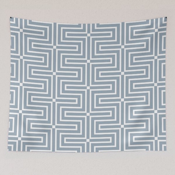 Item preview, Blue and White Tessellation Line Pattern 3 Pairs 2022 Popular Color Sherwin Williams Aleutian SW 6241 designed and sold by ColorOfTheYears.