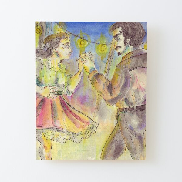 Watercolor illustration "Zu zweit im Lichtertanz" Wood Mounted Print