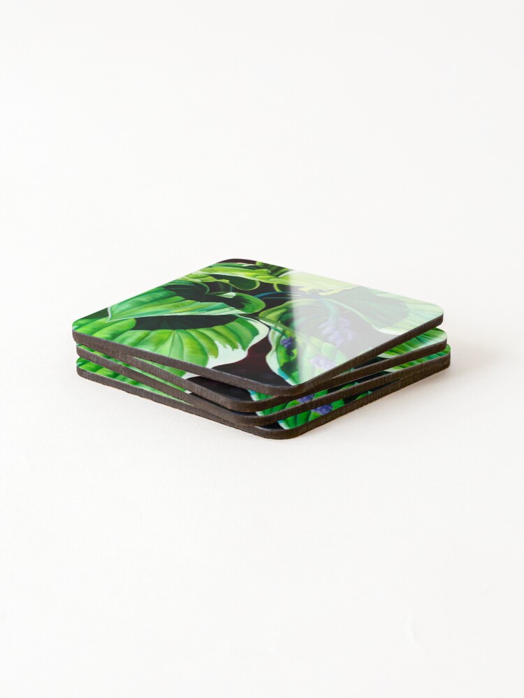 Thumbnail 4 of 5, Coasters (Set of 4), "Has Visto La Hosta" - green hosta leaves designed and sold by jknowles.