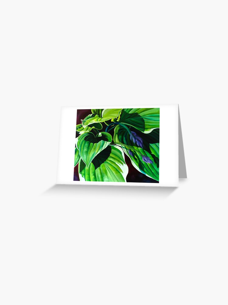 Thumbnail 1 of 2, Greeting Card, "Has Visto La Hosta" - green hosta leaves designed and sold by jknowles.
