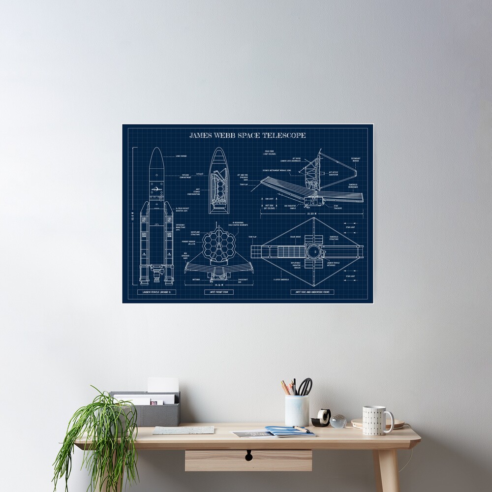 James Webb Space Telescope (Navy Blueprint) Poster