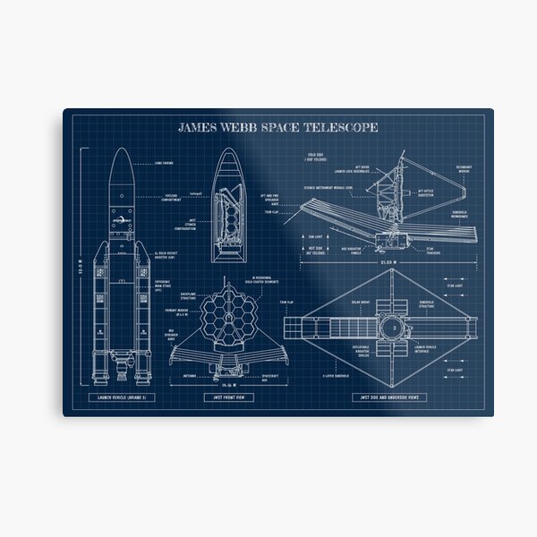 James Webb Space Telescope (Navy Blueprint) Metal Print