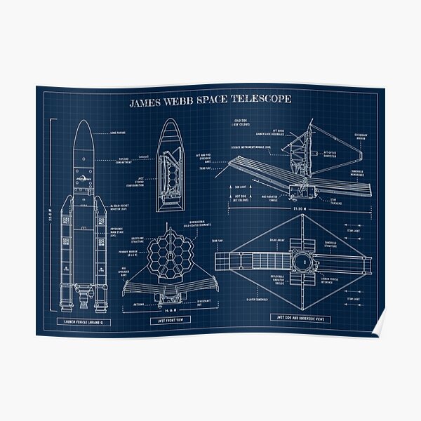 James Webb Space Telescope (Navy Blueprint) Poster