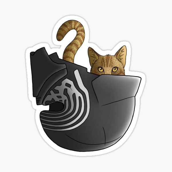 Aperçu de l'œuvre Chat dans le casque Kylo créée et vendue par FoxsocksJpg.