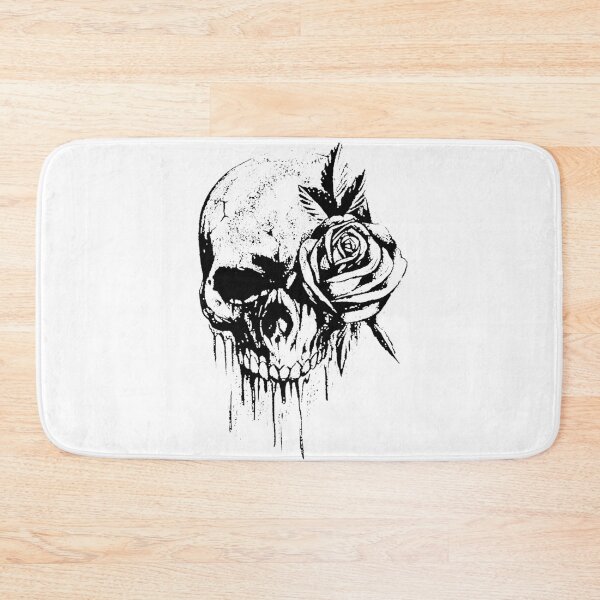 Item preview, Black skull with rose and drops of blood designed and sold by Iuliia Nerd.
