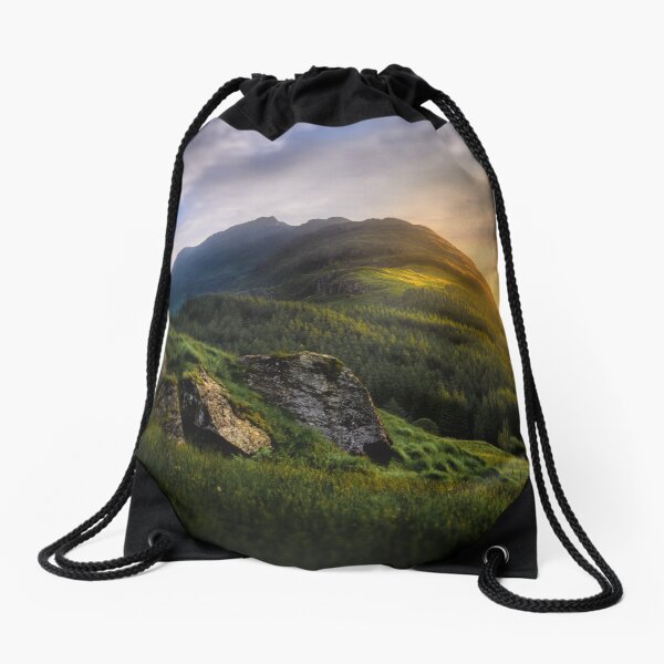 Mountain Sunset Drawstring Bag