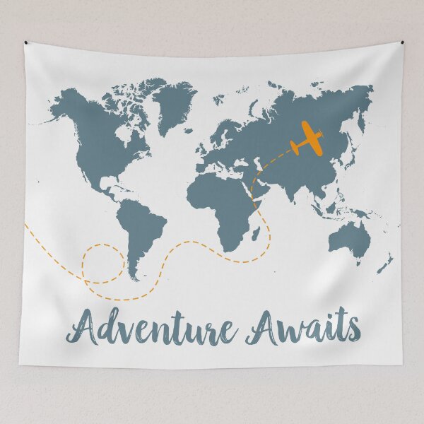 Item preview, Adventure Awaits, World Map, Airplane Decor, Inspirational Quote, Nursery Wall Art designed and sold by aenaonartwork.
