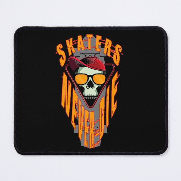 Item preview, Skaters Never Die! For Gnarly Rippers, No Snakes Allowed! Halloween or Anytime Cool Skateboarding Skull with special Effect Text and 3D Effect. designed and sold by UrTops.
