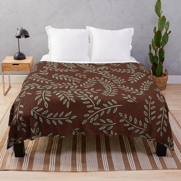 Item preview, Green Leaf Pattern on Root Beer Brown Background designed and sold by nabeArtist.