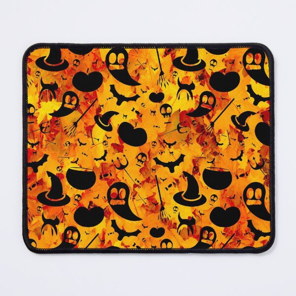 Item preview, Cute Halloween Pattern with all Your Favourite Halloween Icons and an Orange Fall Leaf Background. designed and sold by UrTops.