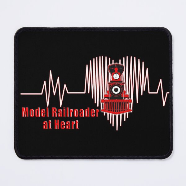 Item preview, Model Railroader at Heart.  Model Railroading Steam Locomotive Heartbeat ECG Design with REd Text. designed and sold by UrTops.