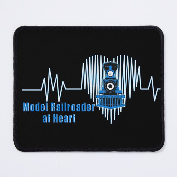 Item preview, Model Railroader at Heart.  Model Railroading Steam Locomotive Heartbeat ECG Design with Blue Text. designed and sold by UrTops.
