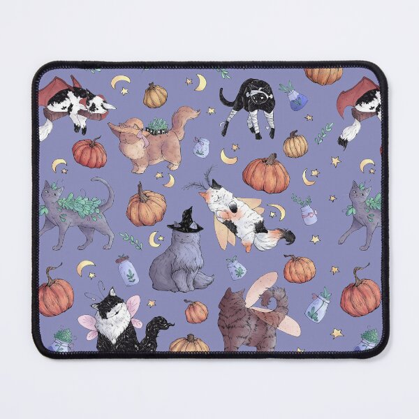 Item preview, Costumed Cats Dusky Purple Pattern designed and sold by Shymoon-Art.