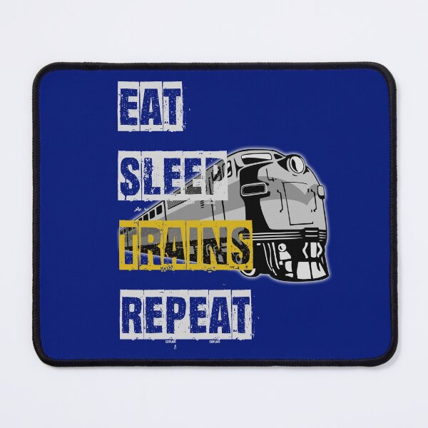 Item preview, Eat Sleep Trains Repeat Model Railroading and Railways Funny Bold Design with Yellow Text. designed and sold by UrTops.
