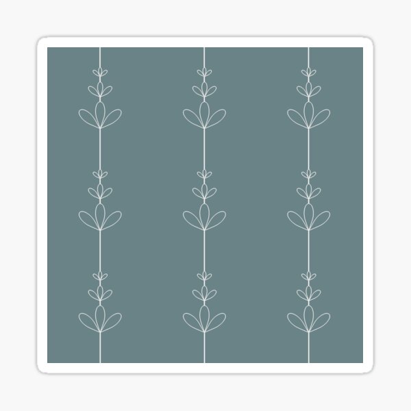 White three leaves flowers silhouette different size with line between on deep-blue background seamless vintage pattern wallpaper Sticker
