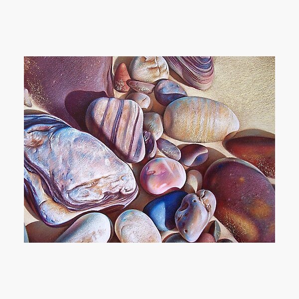 "Pallette of stones - Hallett Cove beach SA" - detail Photographic Print