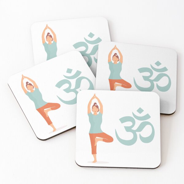 Item preview, OM yoga meditation. Girl in yoga pose standing on leg. Beautiful woman practicing yoga. Meditation. OM symbol of Hinduism. designed and sold by KsuWonder.