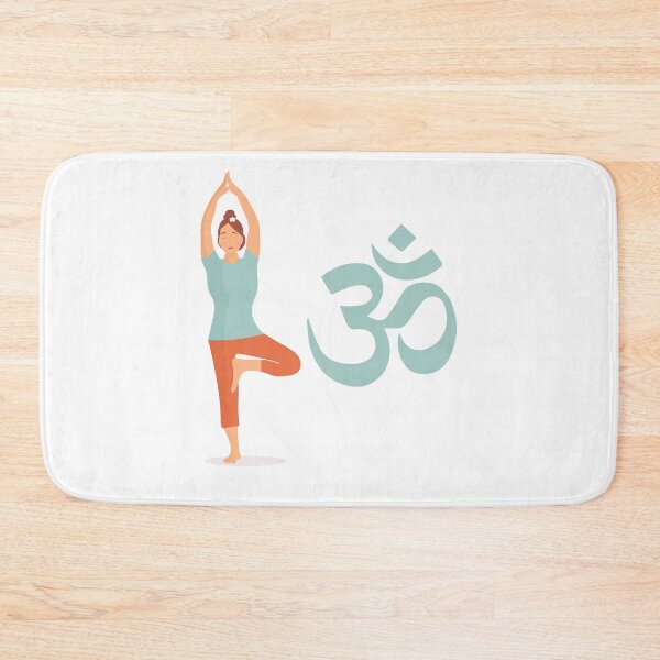 Item preview, OM yoga meditation. Girl in yoga pose standing on leg. Beautiful woman practicing yoga. Meditation. OM symbol of Hinduism. designed and sold by KsuWonder.