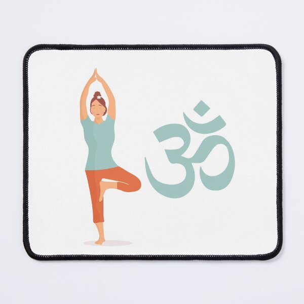 Item preview, OM yoga meditation. Girl in yoga pose standing on leg. Beautiful woman practicing yoga. Meditation. OM symbol of Hinduism. designed and sold by KsuWonder.