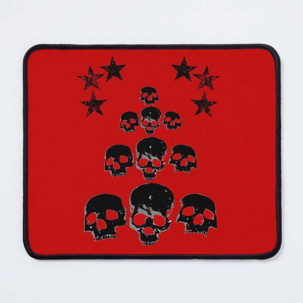 Item preview, Pyramid of black skulls and stars on a red background designed and sold by Topmel.