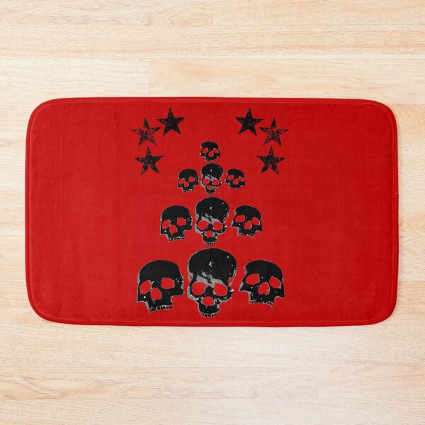 Item preview, Pyramid of black skulls and stars on a red background designed and sold by Topmel.