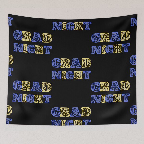 Item preview, Graduation Night Celebration Scribble Font Blue Yellow designed and sold by Vibbin4Life33.