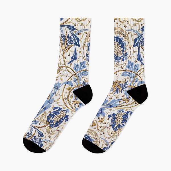 Item preview, POMEGRANATE AND TEAZLE Art Nouveau Blue White Floral Pattern designed and sold by BulganLumini.