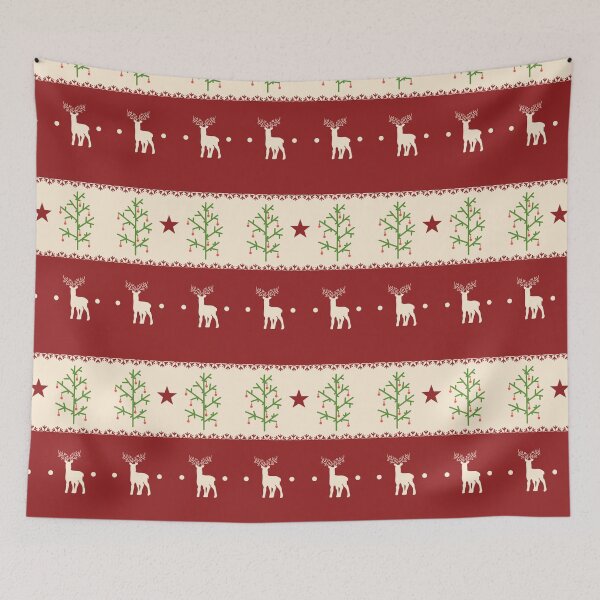 Item preview, Traditional Christmas Tree Deer Scandinavian Aesthetic Pattern designed and sold by retroyule.