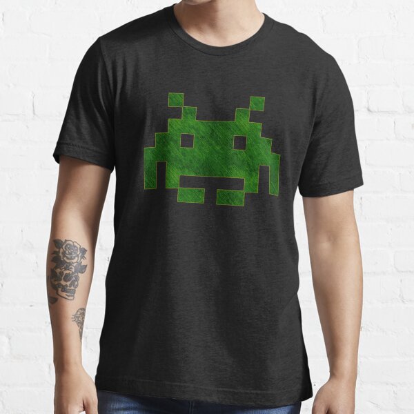 °GEEK° Space Invaders Green Denim T-shirt essentiel