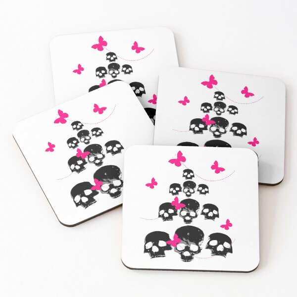 Item preview, Pyramid black skulls and pink butterflies designed and sold by Topmel.