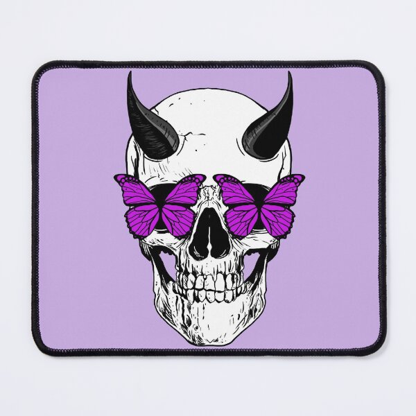 Item preview, Spookylicious Horned Demon Skull with Purple Butterfly Eyes Halloween designed and sold by LMcDs.