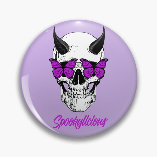 Item preview, Spookylicious Horned Demon Skull with Purple Butterfly Eyes Halloween  designed and sold by LMcDs.