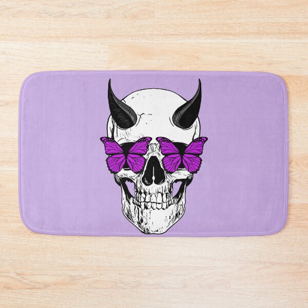 Item preview, Spookylicious Horned Demon Skull with Purple Butterfly Eyes Halloween designed and sold by LMcDs.