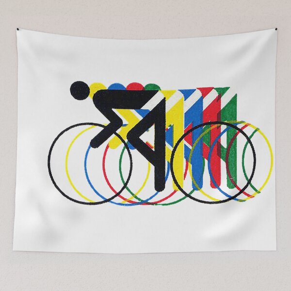 Item preview, Cyclists , Cycling, United States Postage stamp 1972 Munich Games, rainbow cyclists, vintage cyclist stamp graphic designed and sold by Nostrathomas66.