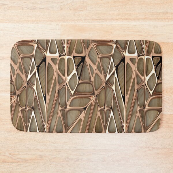 Item preview, 3d red gold lattice tiles on wooden oak background designed and sold by TeeFashionShop.
