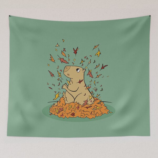 Item preview, Autumn Capybara in a Leaf Pile designed and sold by Otter-Grotto.