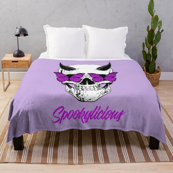 Item preview, Spookylicious Horned Demon Skull with Purple Butterfly Eyes Halloween  designed and sold by LMcDs.
