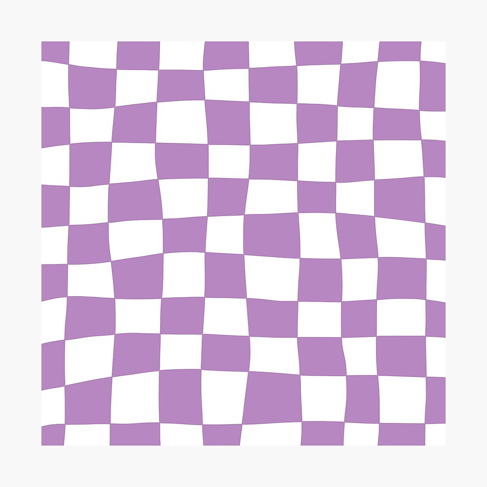 Hand Drawn Checkerboard Pattern (lavender purple/white) Poster