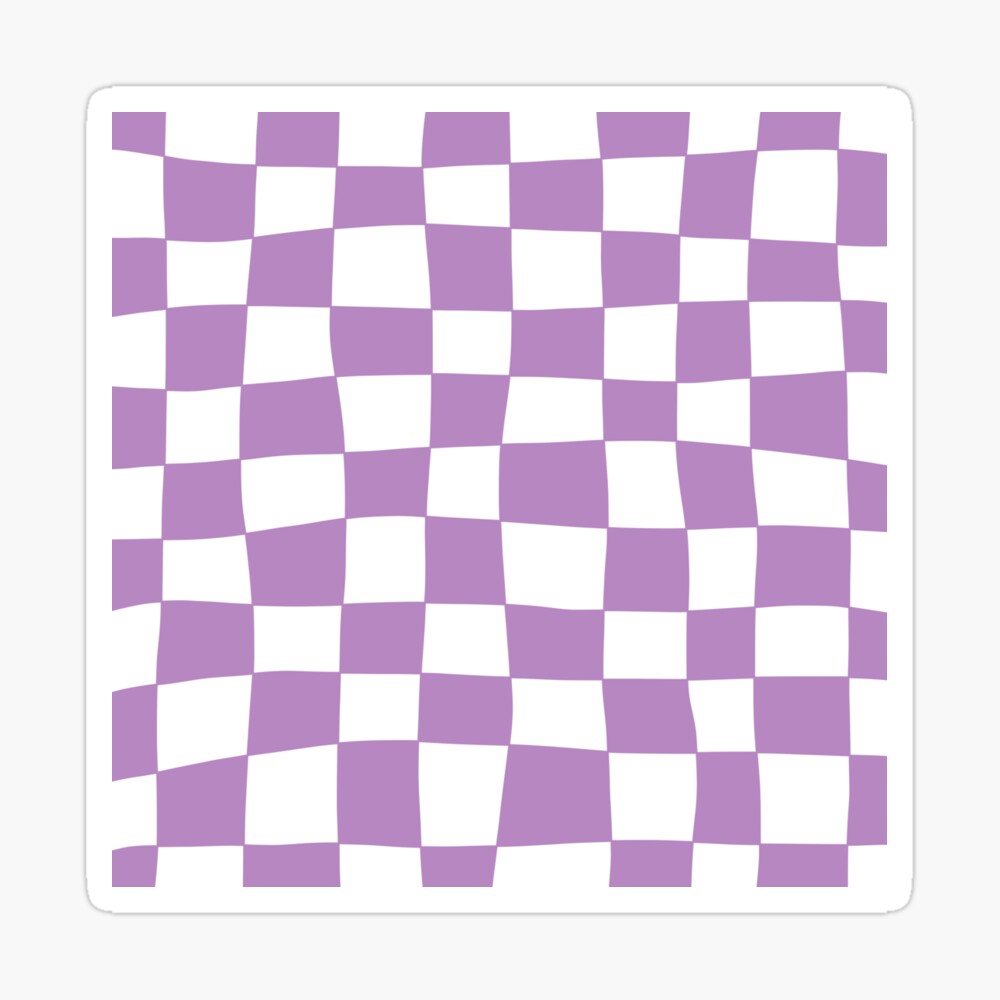 Hand Drawn Checkerboard Pattern (lavender purple/white) Poster
