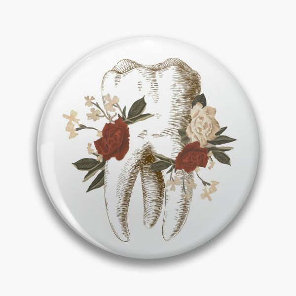 Item preview, Tooth with red and white flowers - Dental designed and sold by guaka-molly.